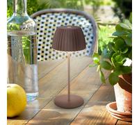 BRILONER - Riffle Mini Lampara de mesa sin cable LED inalámbrica IP44 con borde luminoso, táctil, lampara mesita noche sin cable, ganadora del German Design Award 2025, 8,5x20 cm, arena umbra