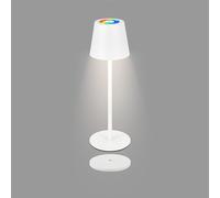 Briloner - Lámpara de mesa LED RGBW inalámbrica IP44 con estación de carga, infinitamente regulable, batería recargable y fuente de luz intercambiable, lámpara de cabecera, 36x12 cm, blanco