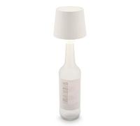 BRILONER - Lampara de mesa sin cable con control táctil, regulable, luz blanca cálida, lampara de botella, lampara mesita noche sin cable, lampara mesa LED recargable, 10,5x11,5 cm, blanco antiguo