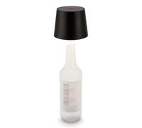BRILONER - Lampara de mesa sin cable con control táctil, regulable, luz blanca cálida, lampara de botella, lampara mesita noche sin cable, lampara mesa LED recargable, 10,5x11,5 cm, negro