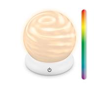 BRILONER - Lampara de mesa sin cable, efecto de luz rgbw, control táctil para luz blanca, ip44, cable usb-c, batería reemplazable, mesa LED recargable, 15 x 16.5 cm, blanco