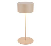 BRILONER - Lampara de mesa sin cable IP44 con control táctil, regulable, borde luminoso, lampara mesita noche sin cable, lampara mesa LED recargable, lamparas de mesita de noche, 8x18 cm, beige