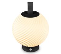 BRILONER - Lampara de mesa sin cable LED, control táctil, IP44, regulable con luz cálida, cable usb-c y batería reemplazable, lampara mesita noche sin cable, 18 x 25 cm, Negro