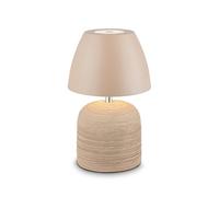 BRILONER - Lampara de mesa sin cable LED IP44 con control táctil, regulable, base de cerámica, lampara mesita noche sin cable, 13,5x22 cm, beige