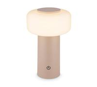 BRILONER - Lampara de mesa sin cable LED IP44 con control táctil, regulable, batería intercambiable, lampara mesita noche sin cable, lampara mesa LED recargable, 13x20,6 cm, beige