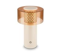 BRILONER - Lampara de mesa sin cable LED IP44 con control táctil, regulable, luz blanca cálida, lampara mesita noche sin cable, lampara mesa LED recargable, 13x20,5 cm, gris claro café