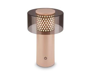 BRILONER - Lampara de mesa sin cable LED IP44 con control táctil, regulable, luz blanca cálida, lampara mesita noche sin cable, lampara mesa LED recargable, 13x20,5 cm, antracita beige