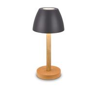 BRILONER - Lampara de mesa sin cable LED IP44 con pantalla táctil, regulable, batería intercambiable, lampara mesita noche sin cable, lampara mesa recargable, 13,5x30cm, madera antracita