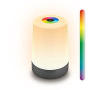 Briloner - Lampara de mesa sin cable LED RGBW inalámbrica IP44 con pantalla táctil, regulable, batería intercambiable, lampara mesita noche sin cable, 9x13 cm, antracita mate