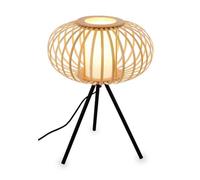 BRILONER - Lámpara de mesilla de noche de bambú, lámpara de escritorio de madera, lámpara de mesa con interruptor de cable, lámpara de lectura, lámpara, casquillo E27, 28x39,5 cm (PxA)