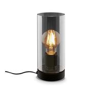 BRILONER - Lámpara de Noche, Cristal Ahumado, Lámpara de Escritorio con Interruptor de Cable, Lámpara de Mesa E27 para Oficina en Casa, Lámpara de Lectura, Negro