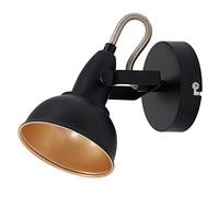 BRILONER - Lámpara de pared, diseño industrial/retro, iluminación de salón clásica, E14, máx. 40 W, 15.6 x 10 x 15.6 cm, color Negro / Oro, aplique pared interior, lampara de pared, aplique pared