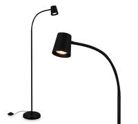 BRILONER - Lampara de Pie como Decoración de Salón y Lámpara de Lectura, 127.5x21cm, Giratoria, Interruptor de Pie, Iluminación Indirecta, Lampara Pie, Lampara de Pie LED, Luz Lectura, Luz LED, Negro