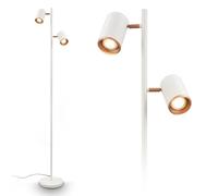 BRILONER - Lampara de pie con cable e interruptor, focos orientables, 2x casquillo GU10, lamparas de pie salon, lampara pie, pantalla lampara pie, 22x159,5 cm, gris claro café