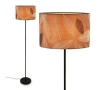 BRILONER Lámpara de pie con decoración de hojas, interruptor de pie on/off, E27, máx. 10W, boho, estética, lámpara de pie, lámpara de lectura, 35 x 161 cm (DxH), color café