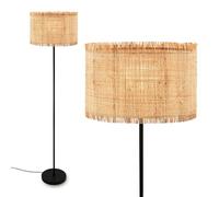 Briloner Lámpara de pie con pantalla de paja, interruptor de pie on/off, E27, máx. 10W, boho, estética, lámpara de pie, lámpara de lectura, 40 x 161 cm (DxH), color natural