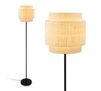 BRILONER - Lámpara de pie con pantalla de rafia, interruptor de pie on/off, E27, máx. 10W, boho, estética, lámpara de pie, lámpara de lectura, 30 x 165 cm (DxH), nature
