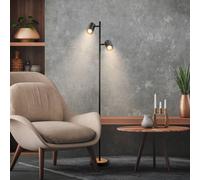 Briloner Lámpara de pie Duta, negro/madera clara, altura 160 cm Metal/madera