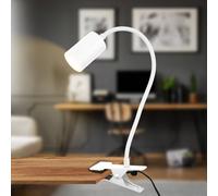 Briloner Lámpara de pinza LED Fleks, blanca, flexible, de metal