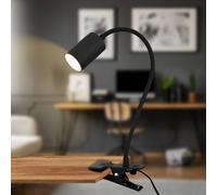 Briloner Lámpara de pinza LED Fleks, negra, flexible, de metal