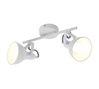 BRILONER - Lámpara de Techo, Diseño Retro/Vintage, Iluminación de Salón, Hogar, 2xE14, 40 W, Lampara Techo, Focos LED Interior Techo, Lamparas de Techo Dormitorio, 55.4x10x18.1 cm, Blanco