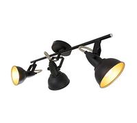 BRILONER - Lámpara de techo, diseño retro/vintage, iluminación de salón, hogar, 3xE14 , 40 W, lampara techo, focos led interior techo, lamparas de techo dormitorio, 55.4x10x18.1 cm, negro / oro