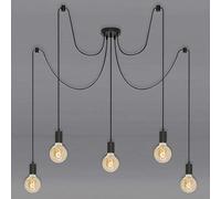 BRILONER Lámpara de Techo, 5 Luces, 5X E27, máx. 60 vatios, Retro, Vintage, Acero Negro, 1000 x 1500 mm (diámetro x Alto), 40 W
