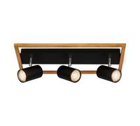 Briloner Foco techo Frey marco de madera GU10 negro 3 luces