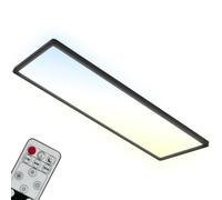 BRILONER- Lámpara de techo LED CCT, lámpara de techo LED retroiluminada, ultraplana, regulable, control remoto, 23W, 58x20x3cm, blanco cálido, blanco neutro, blanco frío, color negro