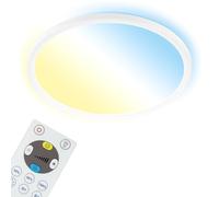 Briloner- Lámpara de techo LED CCT, lámpara de techo LED retroiluminada, ultraplana, regulable, control remoto, 31W, 2400 lúm, Ø29 cm, blanco cálido, blanco neutro, blanco frío, color blanco