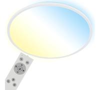 BRILONER- Lámpara de techo LED CCT, lámpara de techo LED retroiluminada, ultraplana, regulable, control remoto, 31W, Ø48 cm, blanco cálido, blanco neutro, blanco frío, plafon led techo, color blanco