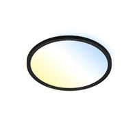Briloner- Lámpara de techo LED CCT, lámpara de techo LED retroiluminada, ultraplana, regulable, control remoto, 31W, 2400 lúm, Ø29 cm, blanco cálido, blanco neutro, blanco frío, color negro