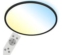 Briloner- Lámpara de techo LED CCT, lámpara de techo LED retroiluminada, ultraplana, regulable, control remoto, 31W, Ø48 cm, blanco cálido, blanco neutro, blanco frío, plafon led techom, color negro