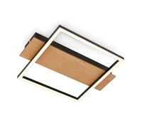 BRILONER - Lámpara de techo LED con decoración de madera, color de luz blanco cálido, 14W, 1400 lm, luz de techo, lámpara, lámpara de salón, 34x26x6 cm, madera negra