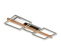 BRILONER - Lámpara de techo LED con decoración de madera, regulable por etapas, color de luz blanco cálido, lámpara LED, lámpara de techo, 108x35x8 cm (LxAxA), madera negra