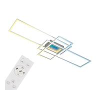 BRILONER - Lámpara de techo LED con espejo infinito, efecto túnel 3D, regulable, CCT, mando a distancia, lámpara LED, lámpara de techo, lámpara de salón, 110x42 cm, color aluminio