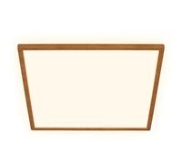 Briloner - Lámpara de techo LED con luz indirecta, plana, luz blanca cálida, lámpara LED, salón, panel, cocina, dormitorio, 42x42x3 cm, marco efecto madera