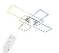 BRILONER - Lámpara de techo LED con mando a distancia, regulable, ajustable de blanco cálido a blanco frío, lámpara LED, lámpara de techo, 104x71x9,5 cm, Cromo