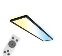 BRILONER - Lámpara de techo LED de 98 cm con luz indirecta, plana, regulable, CCT, lámpara de techo, lámpara de salón, panel LED, lámpara de cocina, dormitorio, pasillo, 98 x 20 x 3 cm, color negro