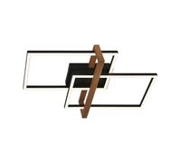 BRILONER - Lámpara de techo LED, lámpara de techo LED con luz de color blanco cálido, lámpara de 34W con marco de madera, lámpara de salón, lámpara de dormitorio, 505x315x110mm (LxAxA), negro-madera