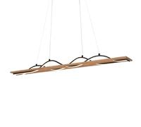 BRILONER - Lámpara de techo LED vintage con forma de onda, luz blanca cálida, base de madera, lámpara de techo LED, lámpara,98x11x120 cm, madera negra