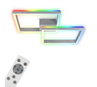 BRILONER - Lámpara de techo RGB, Lámpara de techo retroiluminada LED, regulable, temperatura de color ajustable, marco LED RGB, mando a distancia, color aluminio
