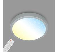 BRILONER - Lámpara de techo starry sky, lámpara de techo regulable, temperatura de color ajustable, lámpara de superficie, mando a distancia, color plata, Ø380x50 mm