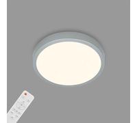 BRILONER - Lámpara de techo starry sky, Lámpara de techo regulable, Temperatura de color ajustable, Lámpara de superficie, Mando a distancia, Color plata, Ø280x40 mm