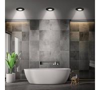 Briloner Lámpara empotrable LED Klira, negra, Ø 9 cm, IP44, juego de 3 unidades EC:EPREL:1930494