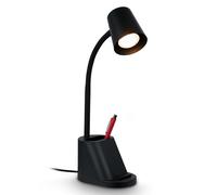 Briloner - Lámpara Escritorio Orientable con Portalápices, Lamparas de Mesita de Noche, Lámpara de Mesa GU10 para Oficina, Interruptor de Cable, Lampara Lectura, 21x10x35cm, Luz Escritorio, Negro