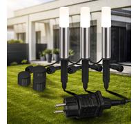 Briloner Lámpara LED con pica 3925032 12 V, kit de inicio 3x, acero inoxidable, Ø 4 cm