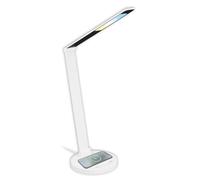 BRILONER - Lámpara LED de escritorio con superficie de carga inductiva, regulable, ajustable de blanco cálido a blanco frío, lámpara de mesa, lámpara de mesilla de noche, 18x44 cm, blanco