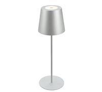 BRILONER - Lámpara LED de sobremesa inalámbrica con luz táctil, regulable en pasos, regulable en altura, lámpara mesilla de noche, lectura, camping, recargable, exterior, 36x10,5 cm, color plata