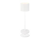 Briloner Lámpara LED de sobremesa inalámbrica IP44 con estación de carga, regulable gradualmente, batería recargable y fuente de luz intercambiable, lámpara de mesilla de noche, 39,5x12,5 cm,blanco